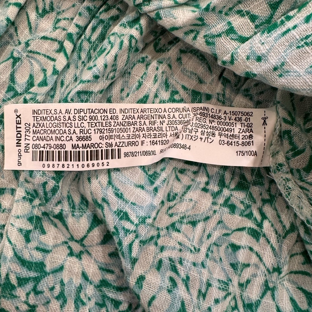 Zara Green Ivory Floral Tunic Dress XL - Picture 4 of 11